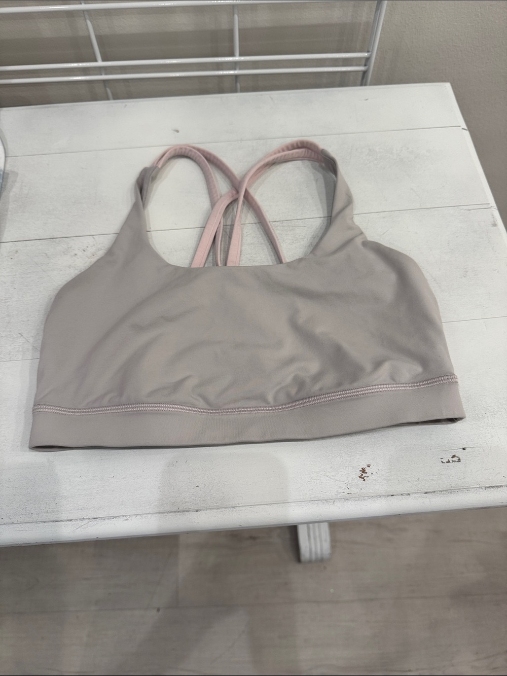 Lululemon Sports Bra, Size 6, cup size A-C, Light Grey/Light Pink